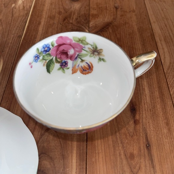 Rose Floral Bone China Tea Cup and Saucer - Butterfly Brand - Picture 8 of 10